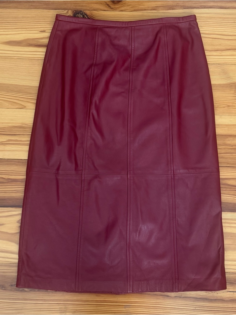Vnt Women’s Liz Claiborne Collection 100% Leather Burgandy Red Pencil Skirt 4